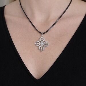 Vintage Sterling Silver Ornate Cross Necklace Pendant